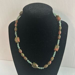 NWOT Joan Rivers Green Marble Beads Necklace